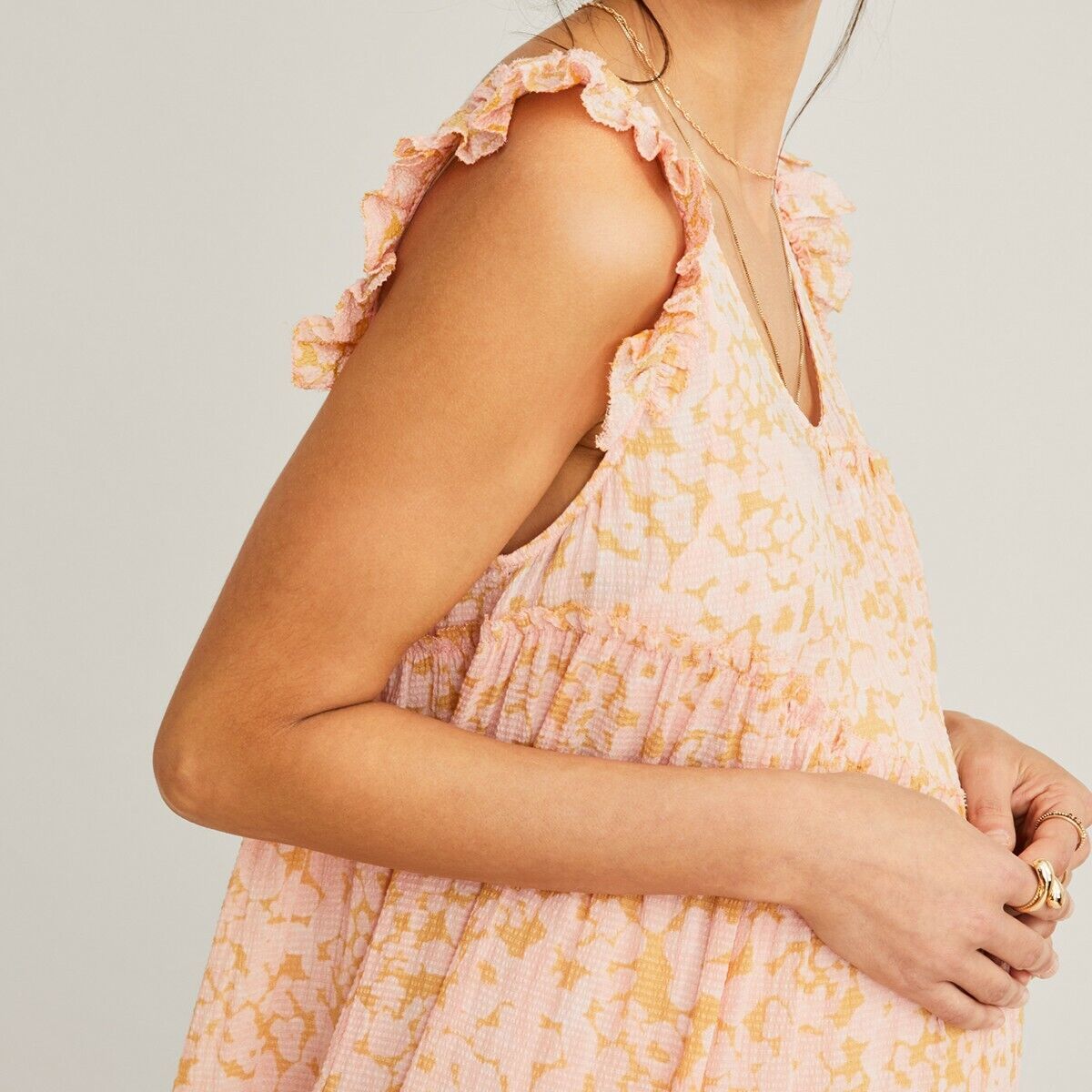 Hatch Maternity Women's THE ANAELLE DRESS Silk Blend Apricot $328 NEW