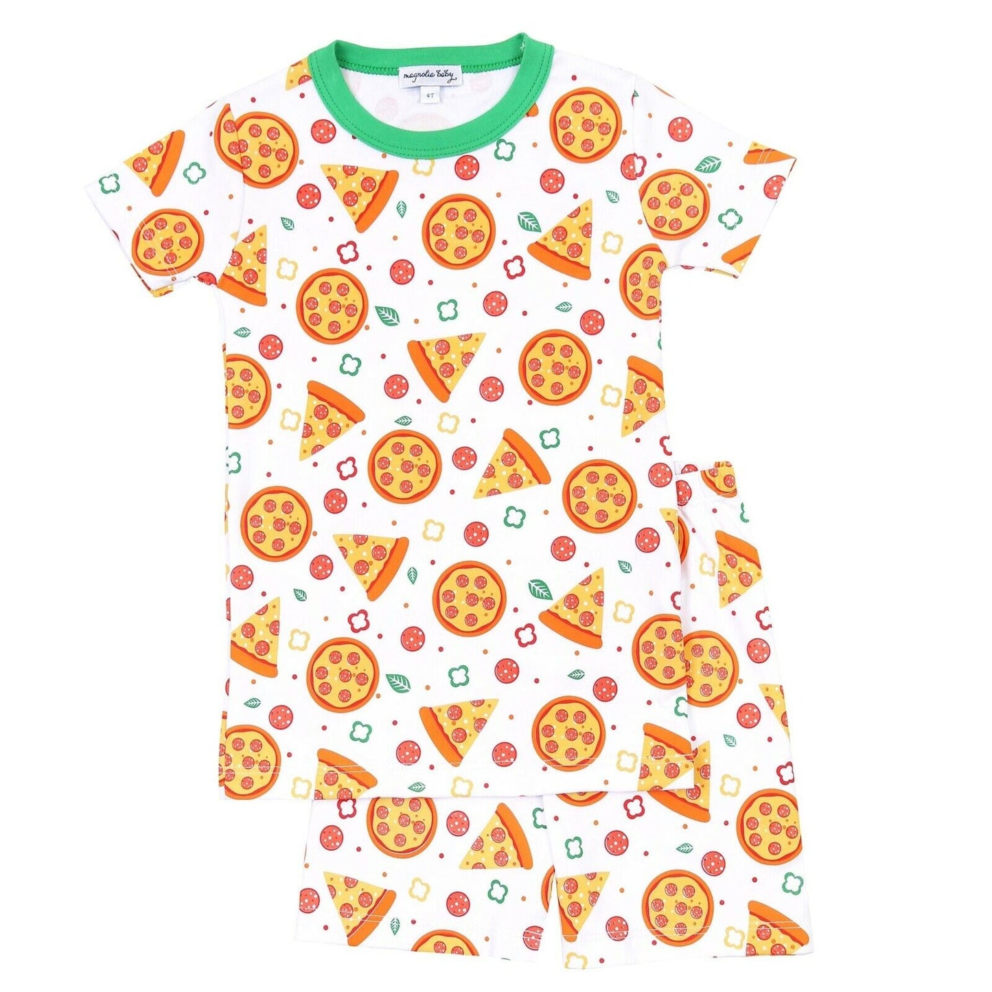 Magnolia Baby Boys PIZZA NIGHT Short Pajamas Pima Cotton Orange NEW