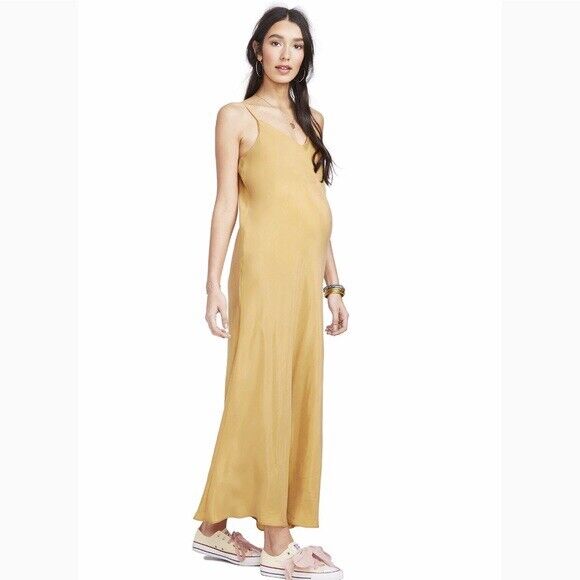 Hatch Maternity Women’s THE RICKY SLIP DRESS Marigold $278 NEW