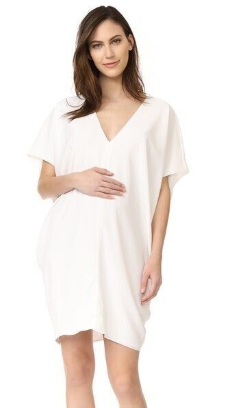 Hatch Maternity Women’s THE SLOUCH DRESS White $198 NEW