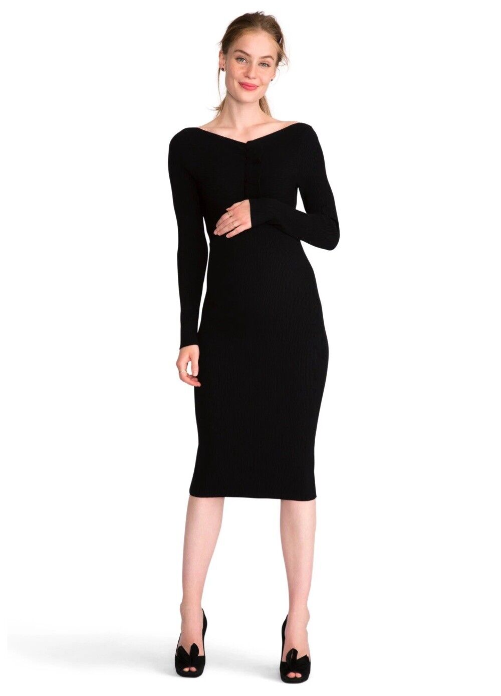 Hatch Maternity Women’s THE ALESSIA DRESS Bodycon Black $298 NEW