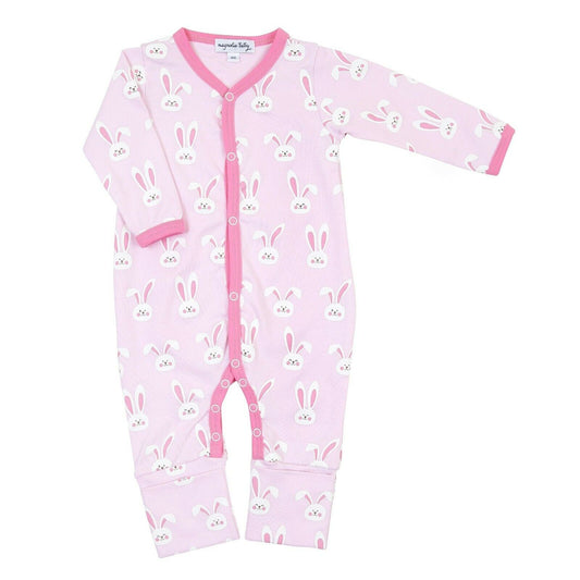 Magnolia Baby Girls BUNNIES Printed Playsuit Pima Cotton Pink Size NEWBORN NEW