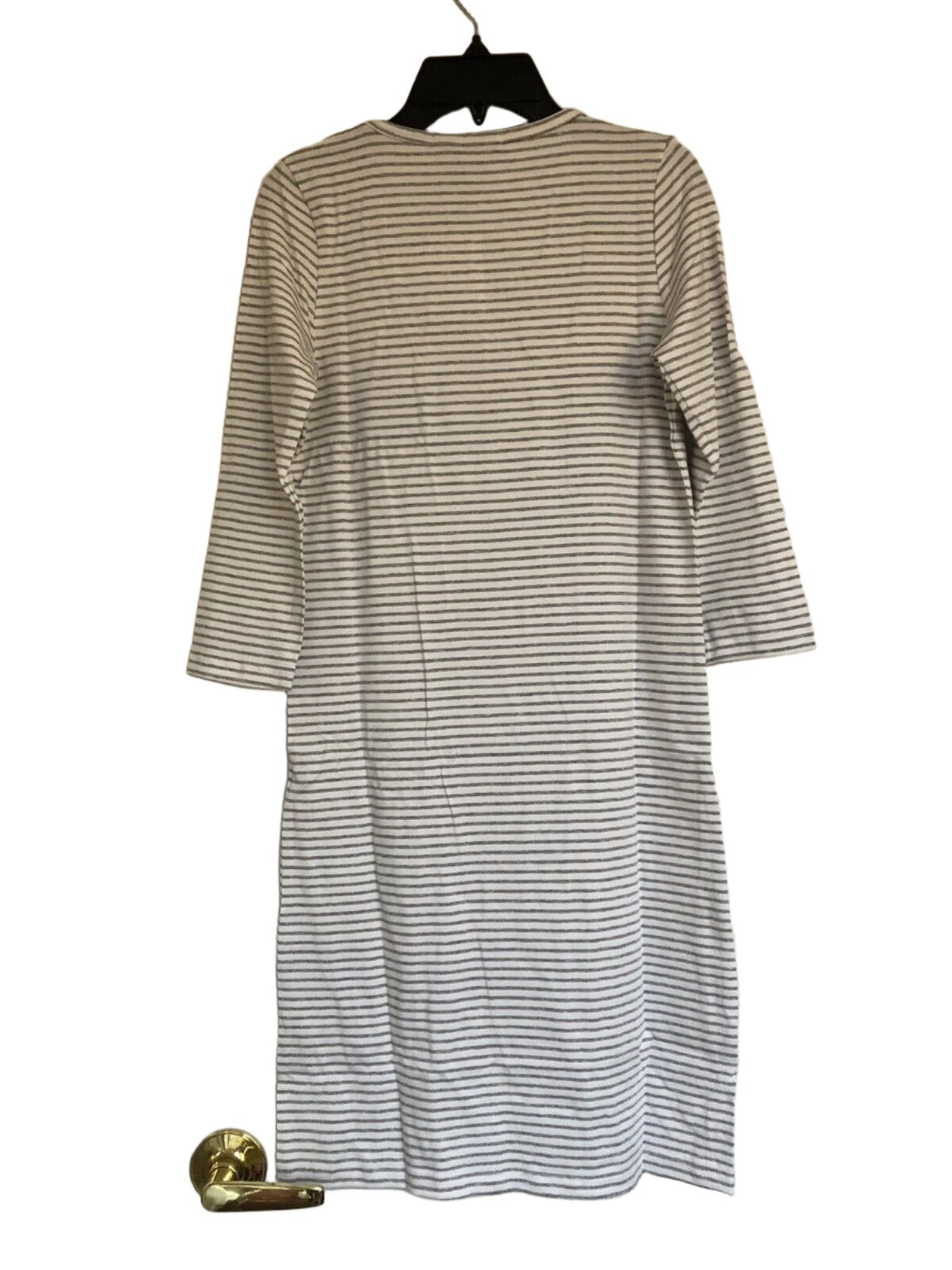 Hatch Maternity Women’s THE 3/4 BODY DRESS White/Grey Striped $148 NEW