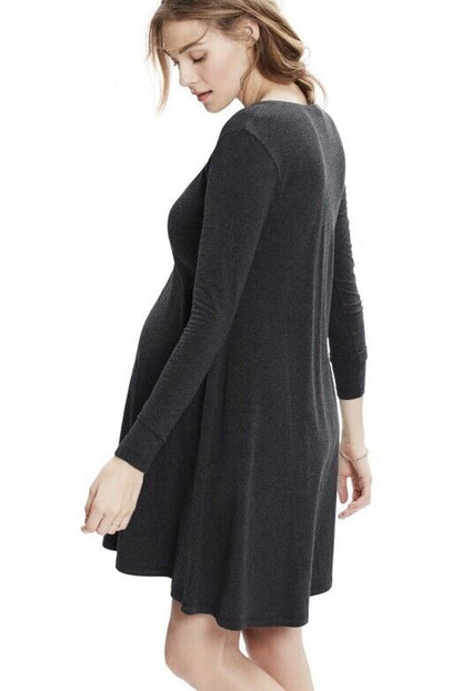 Hatch Maternity Women’s THE LONG SLEEVE A-LINE DRESS Black Size 2 (M/8-10) NEW