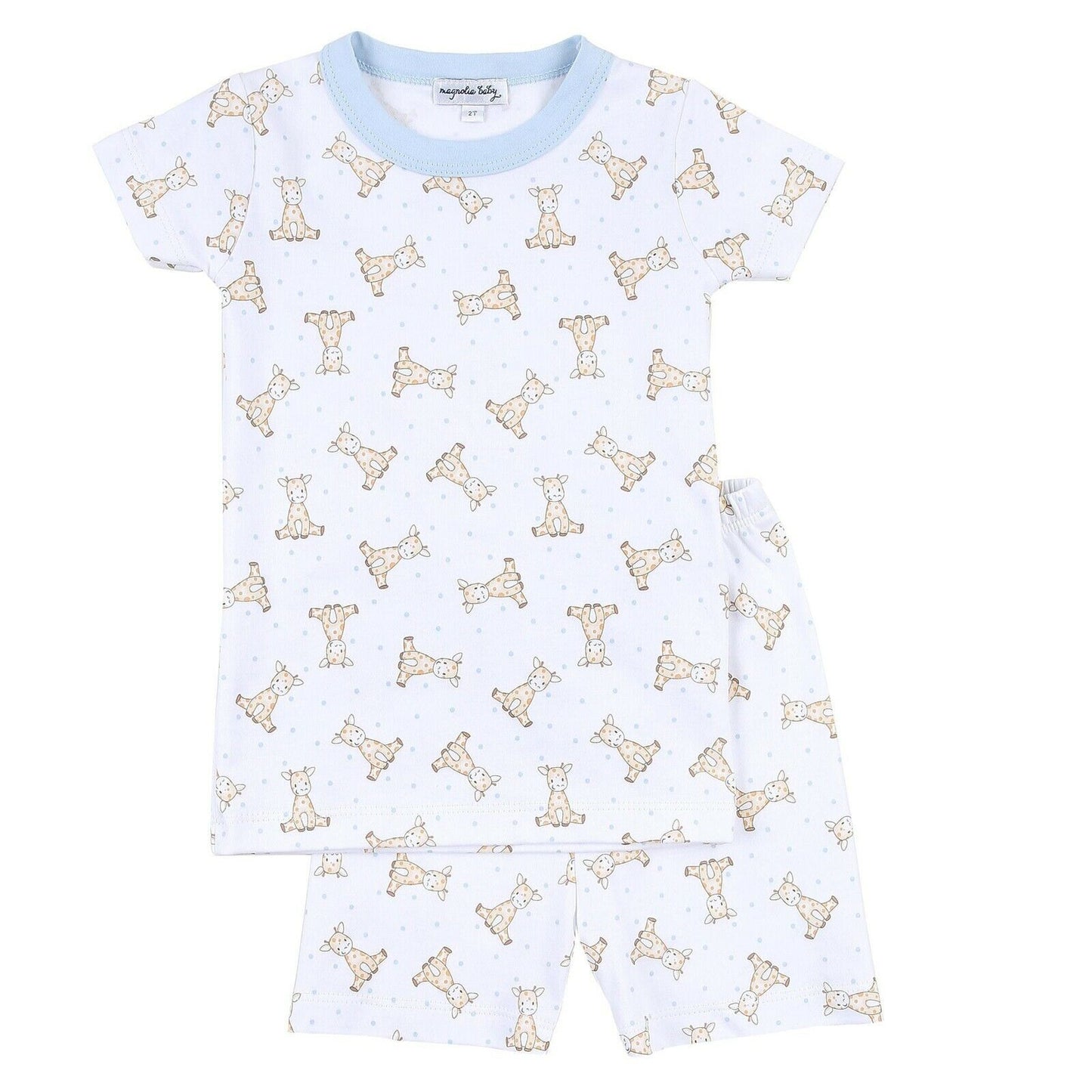 Magnolia Baby Boys DARLING GIRAFFES Short Pajamas Blue Size 6/12 Months NEW