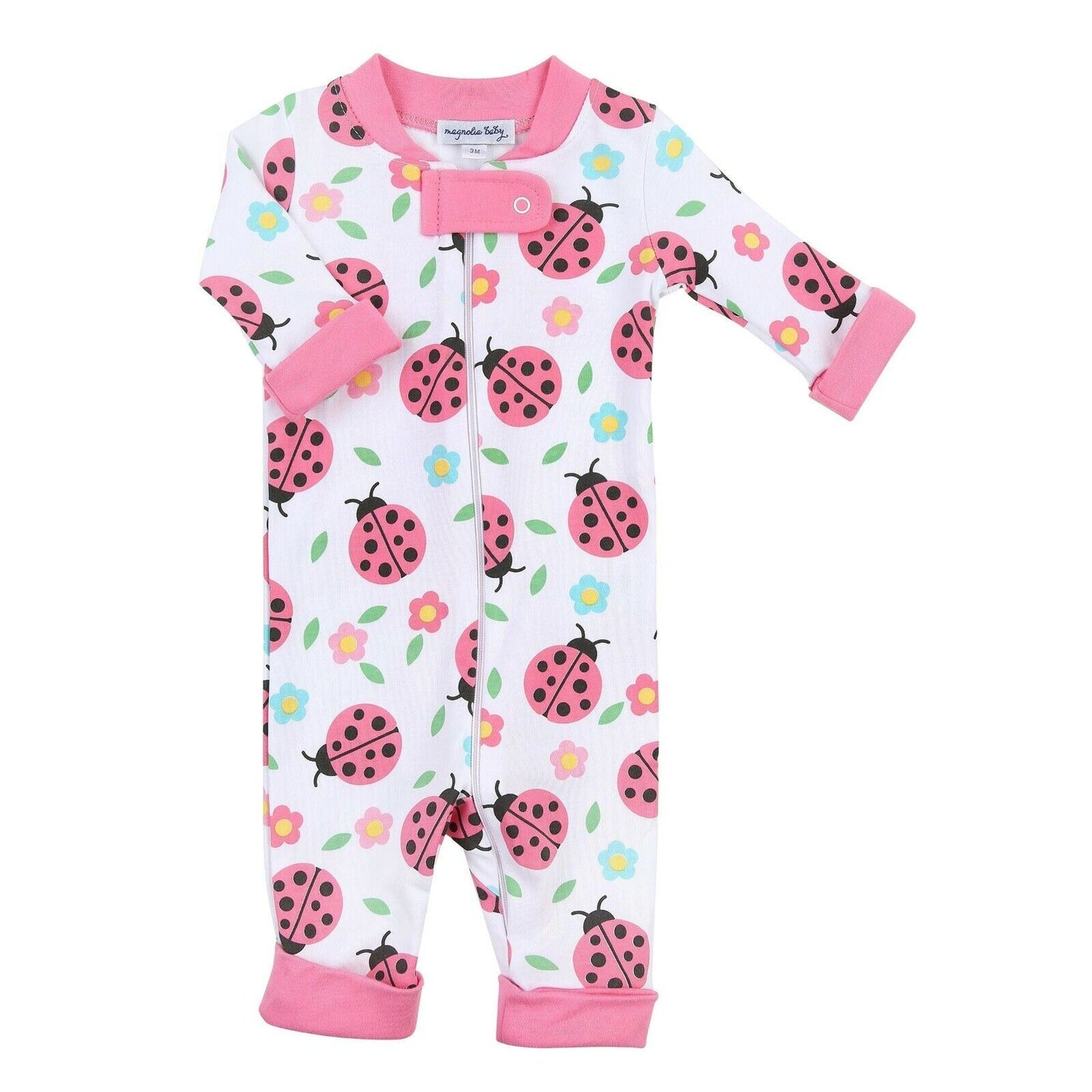 Magnolia Baby Girls LADYBUG HUGS Zipped Pajamas Pink Pima Cotton NEW