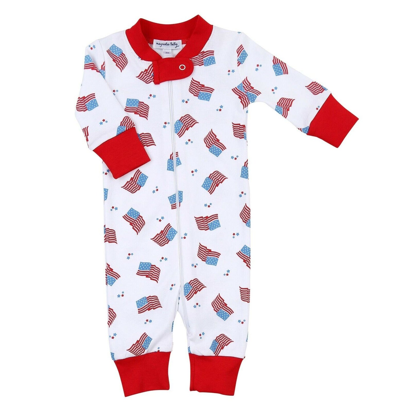 Magnolia Baby Unisex VINTAGE RED WHITE & BLUE Zipped Pajamas Red Pima Cotton NEW