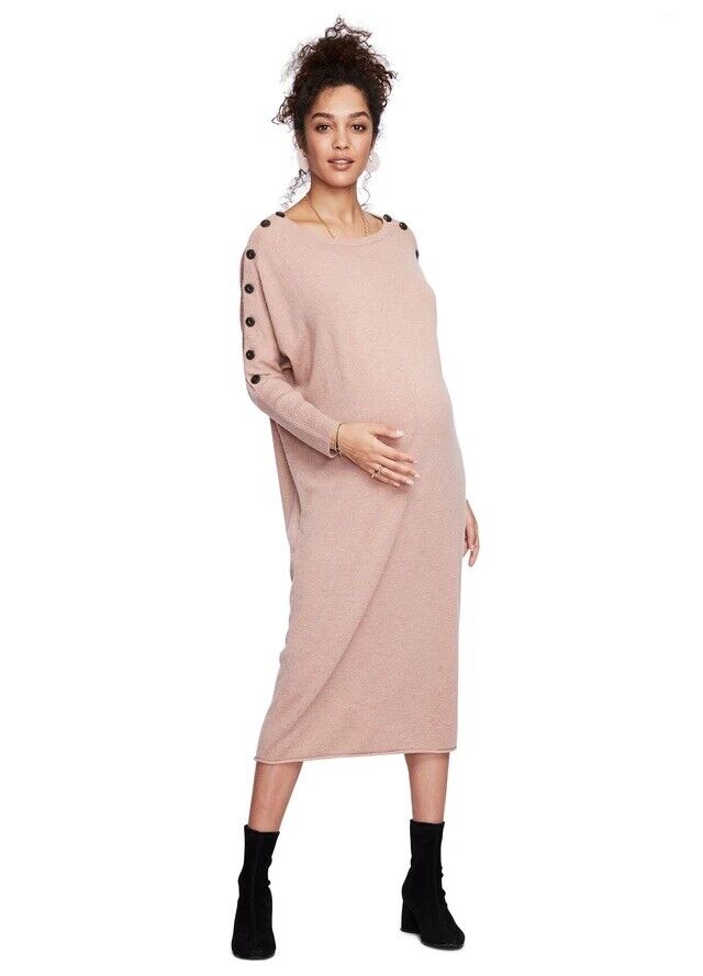 Hatch Maternity Women’s THE LOU DRESS Wool/Cashmere Rosewood Pink $298 NEW