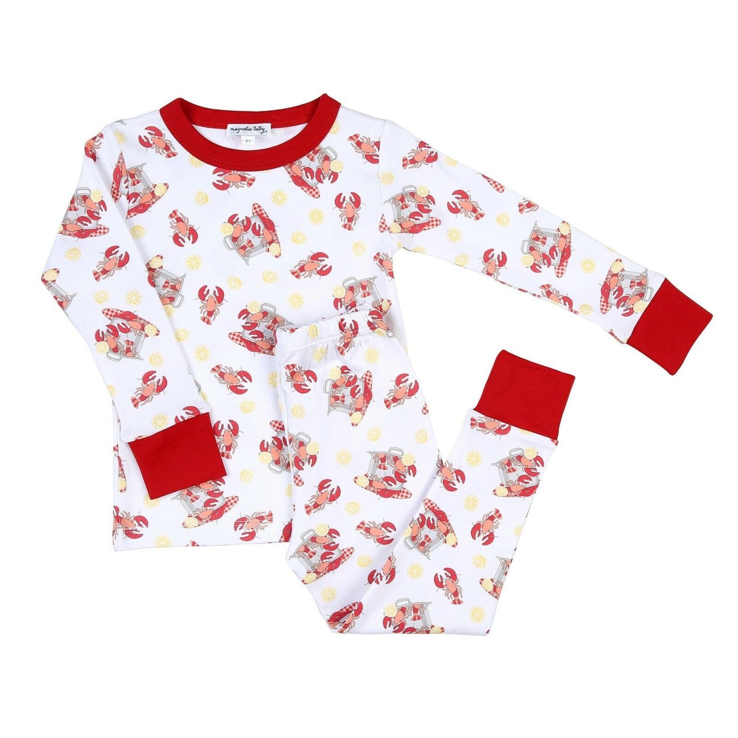 Magnolia Baby Unisex PINCH PEEL AND EAT Long Pajamas Pima Cotton Red NEW