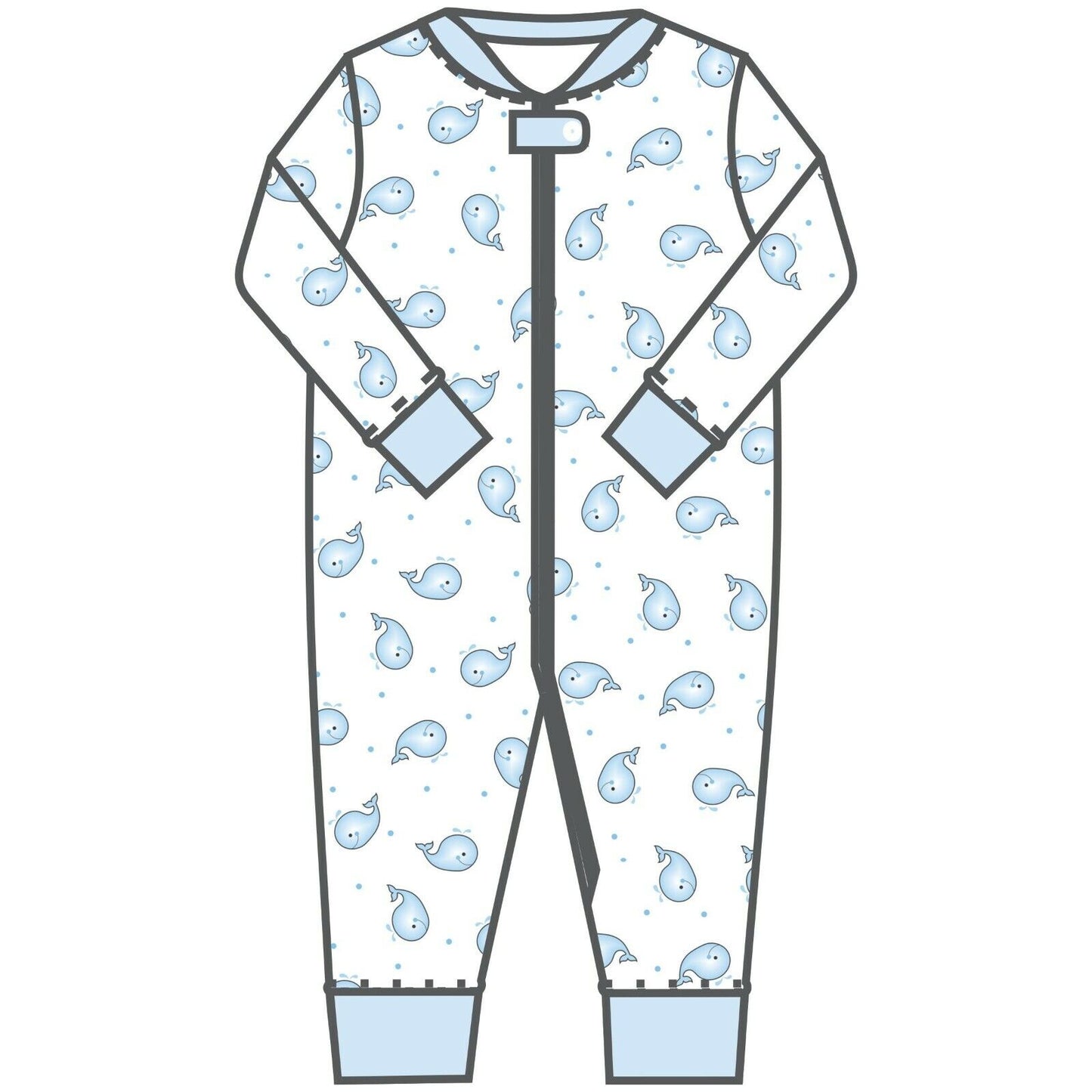 Magnolia Baby Boys TINY WHALE Zipped Pajamas Blue Size 24 Months NEW