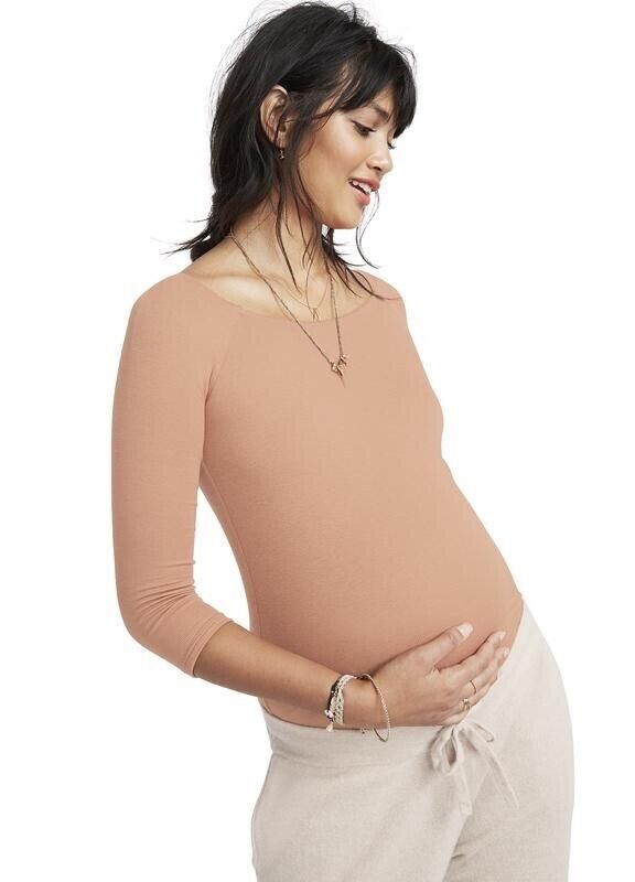 Hatch Maternity Women’s THE PIA TOP Clay Super Soft Rib Knit Stretch Fabric $148 NEW