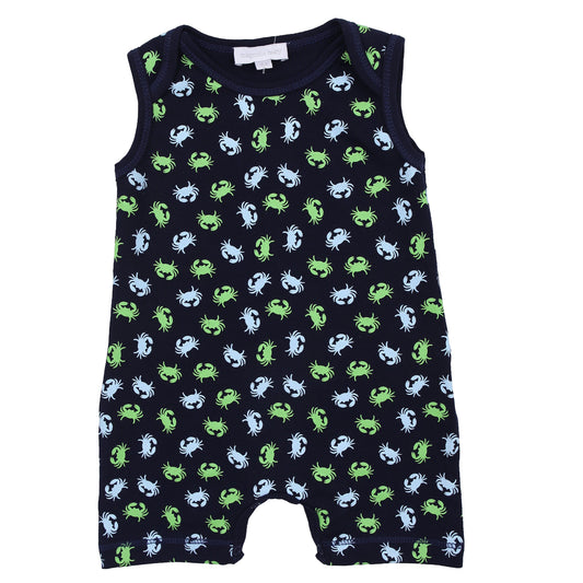 Magnolia Baby Unisex Baby Crabtastic Printed Sleeveless Playsuit Navy